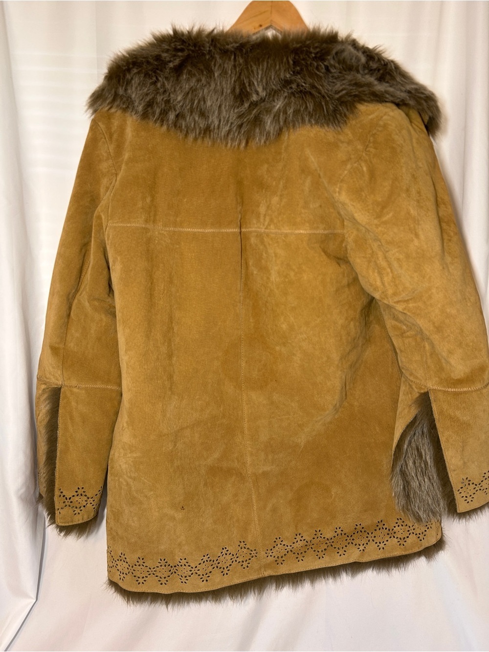 Vintage db studio suede coat with vegan fur hippie bohemian penny lane coat vtg - Picture 13 of 14